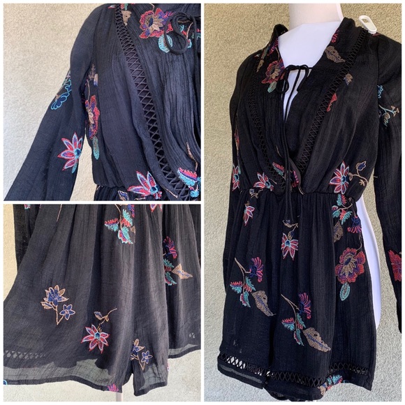 🔥5/$20🔥 Rebellion Chiffon Romper Embroidery - Picture 2 of 8
